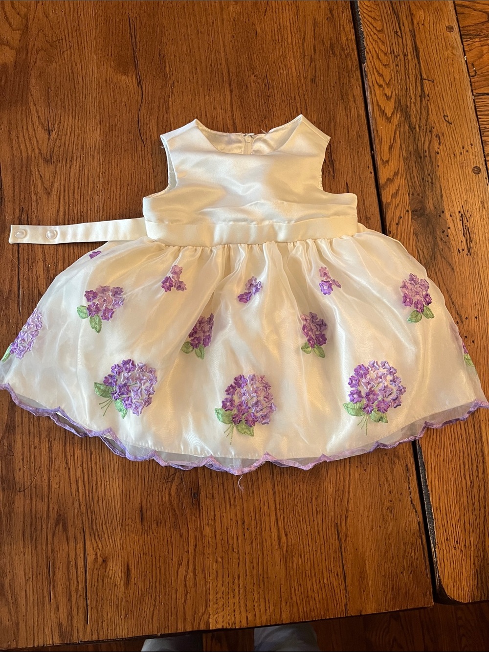 American Princess White Dress with Purple Floral Embroidery